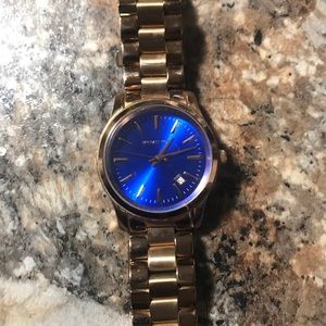 Michael Kors rose gold and blue watch
